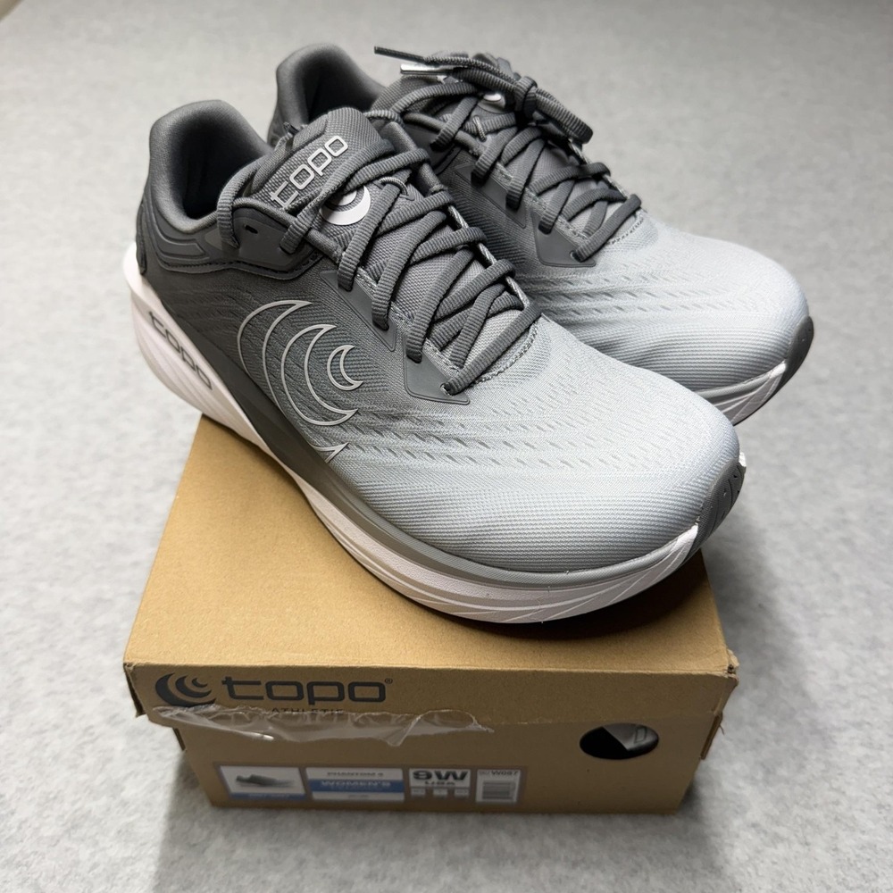 Topo Athletic Phantom 4 Shoes Womens 9 Gray Mesh Wide Running Athletic W087